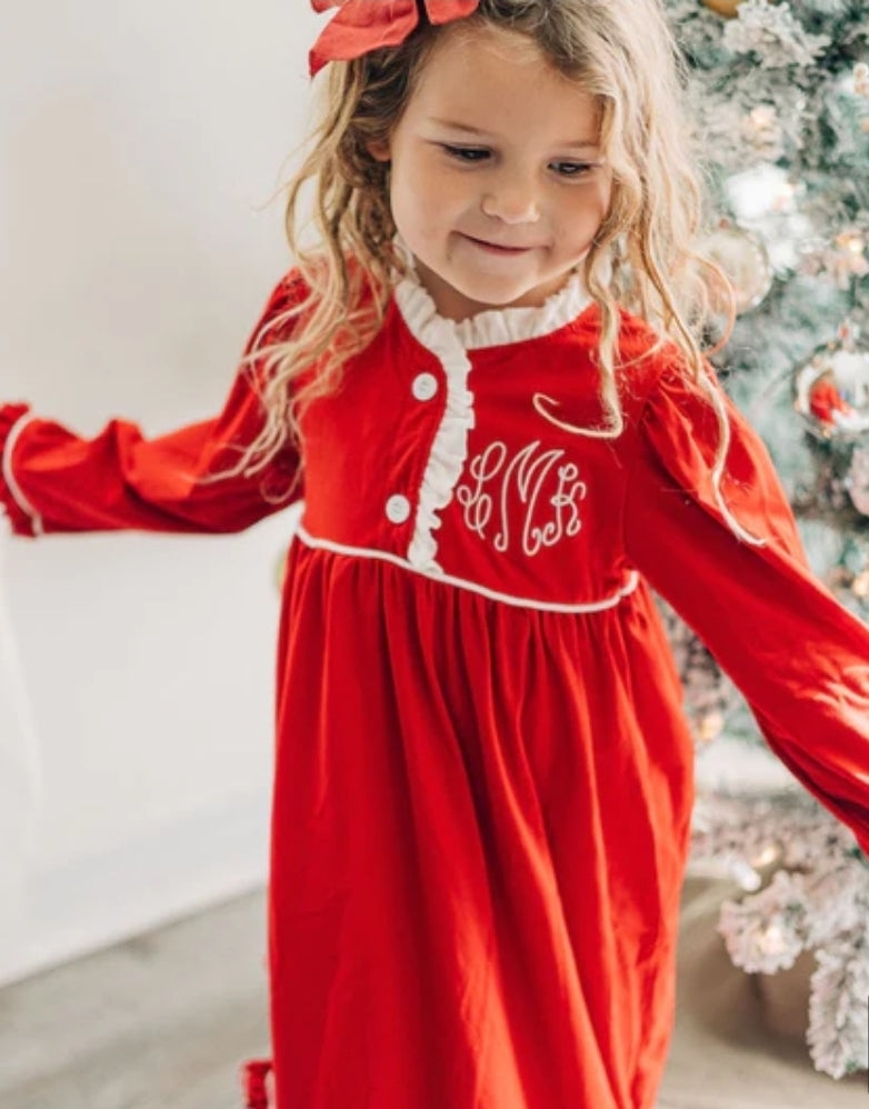 red ruffle nightgown