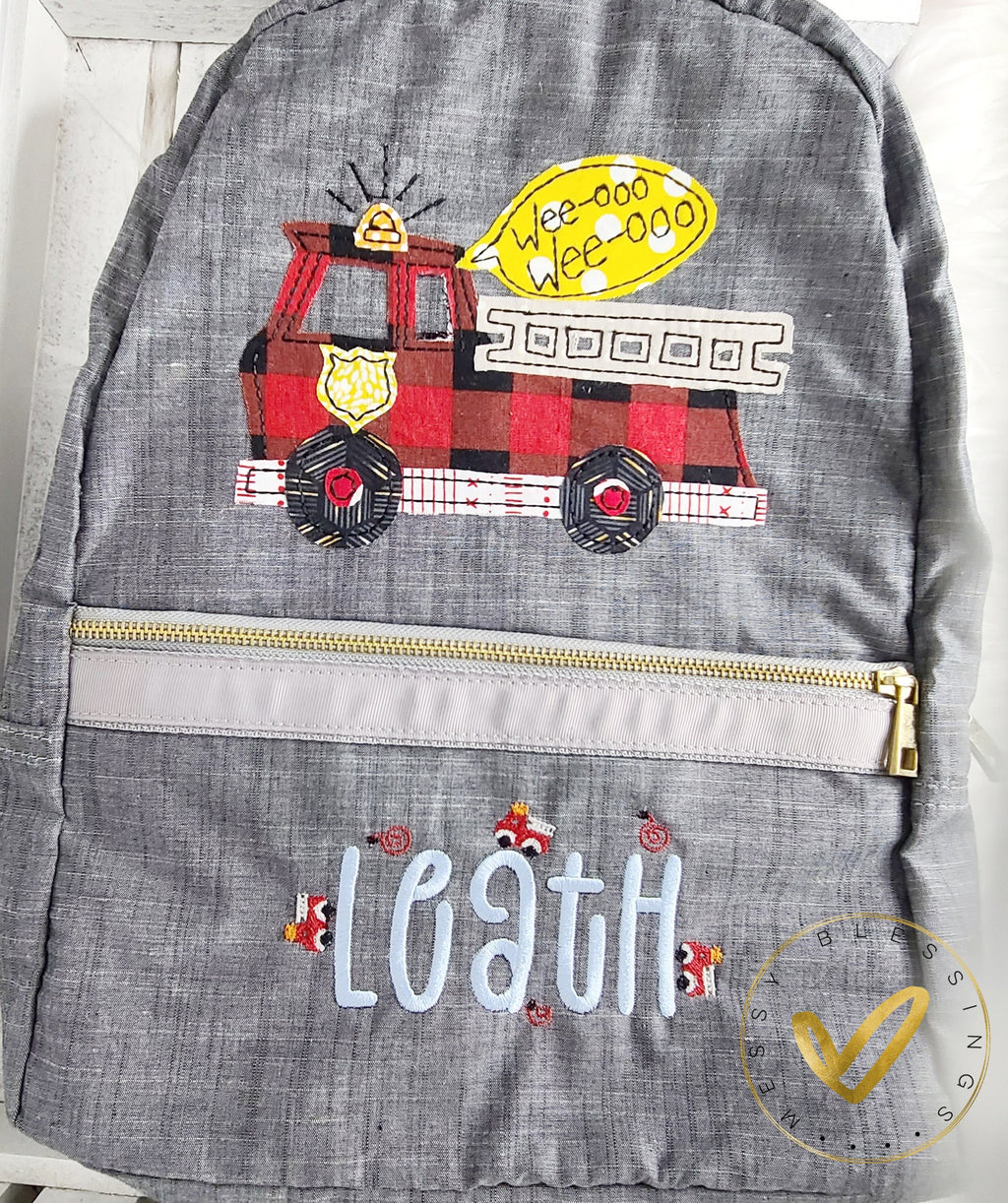 Seersucker Backpack- Applique