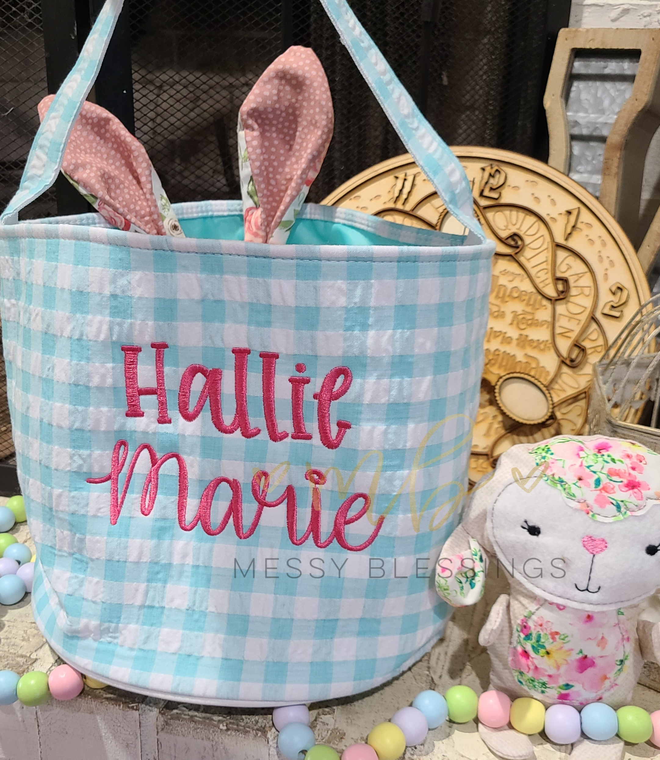 Gingham Easter Tote
