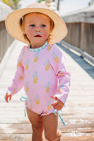 Pink Pineapples Ruffle Bottom swimsuit