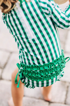 Ruffle Bottom- Green Gingham