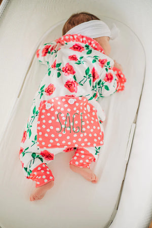 Fuschia Roses Ruffle Buttflap Pajamas