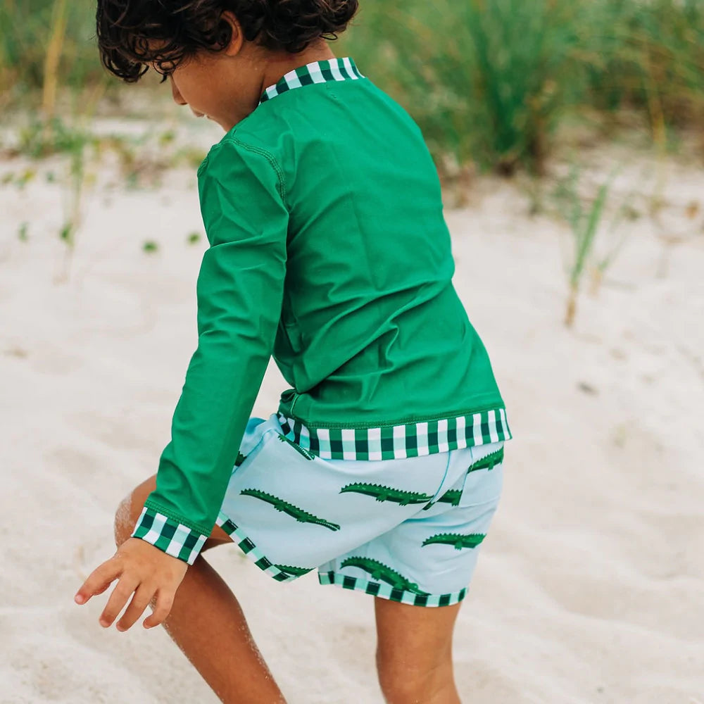 Blue Alligator Swim Trunks