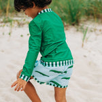 Blue Alligator Swim Trunks