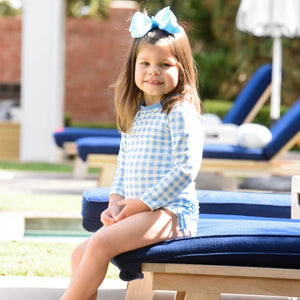 Ruffle Bottom Swimsuit- Blue Gingham