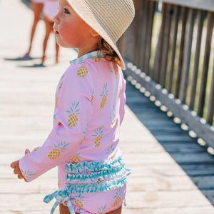 Pink Pineapples Ruffle Bottom swimsuit